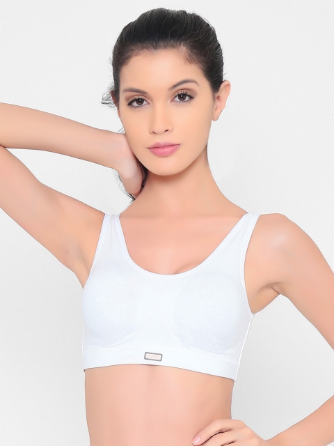 

laavian White Solid Non-Wired Non Padded Sports Bra DOGI3105WHITE