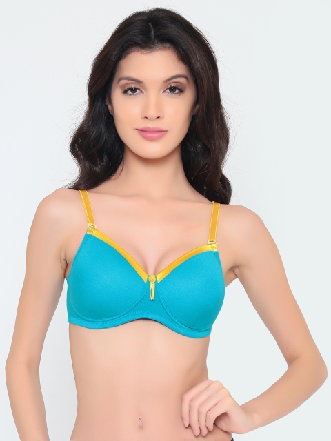 

laavian Blue & Yellow Solid Non-Wired Lightly Padded T-shirt Bra DOGI1782MARINE