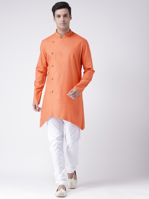 

DEYANN Men Orange & White Solid Kurta with Pyjamas