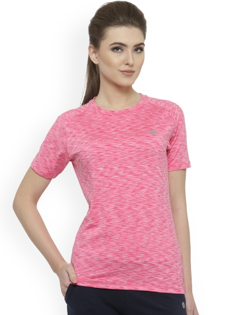 

BUKKUM Women Pink Solid Round Neck T-shirt