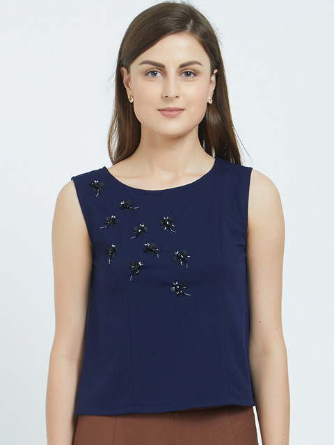 

Soie Women Navy Blue Solid Top
