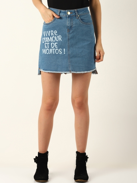 

Blue Saint Women Blue Denim mini A-line skirt