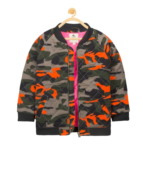 

Cherry Crumble Unisex Orange Printed Quilted Jacket