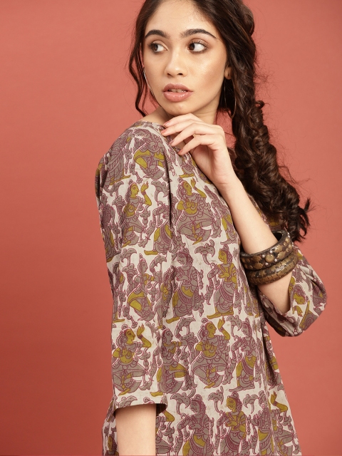

Taavi Women Grey & Pink Block Print Legacy Kurta & Palazzo
