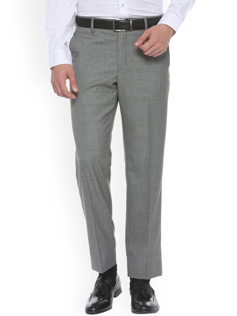

Van Heusen Men Grey Regular Fit Self Design Formal Trousers