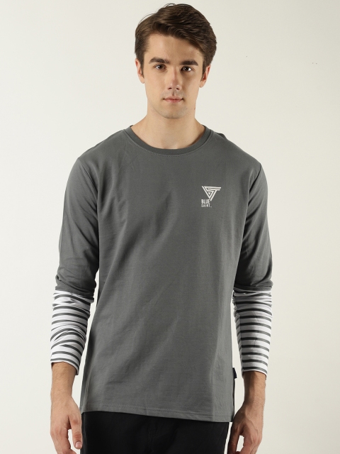 

Blue Saint Men Grey & White Printed Sweatshirt