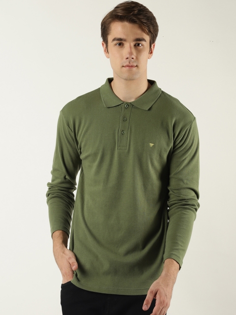 

Blue Saint Men Olive Green Solid Polo Collar T-shirt