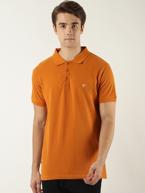 

Blue Saint Men Orange Solid Polo Collar T-shirt