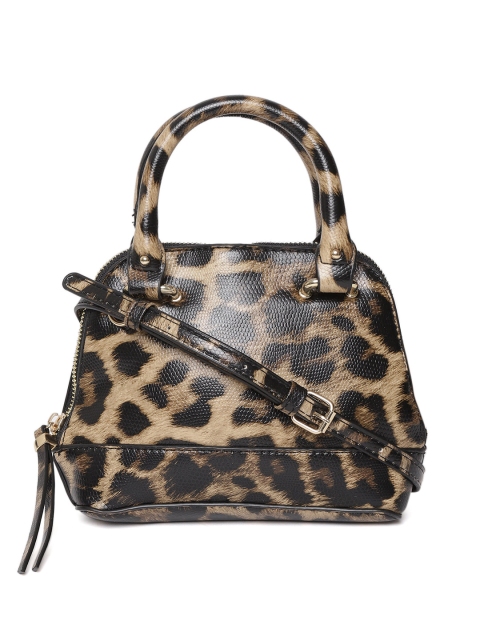 

Accessorize Black & Beige Animal Print Handheld Bag with Sling Strap
