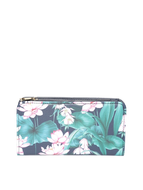 

Accessorize Navy Blue & Green Printed Two Fold Wallet