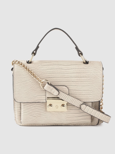 

Accessorize Beige & Grey Snakeskin Textured Satchel