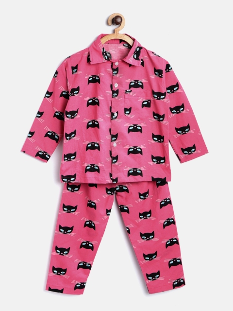 

Kids Clan Pink & Black Printed Nightsuit KCN-35A