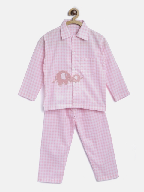 

Kids Clan Pink & White Checked Night Suit KCN-41A