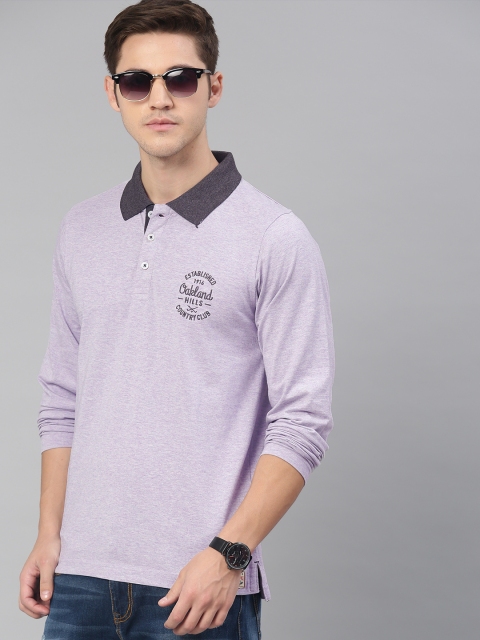 

American Crew Men Mauve Solid Polo Collar T-shirt