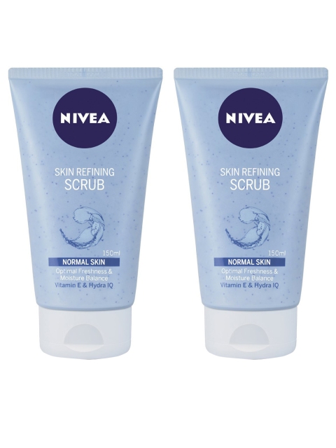 

Nivea Unisex Pack of 2 Aqua Effect Skin Refining Scrub 150 ml, Blue