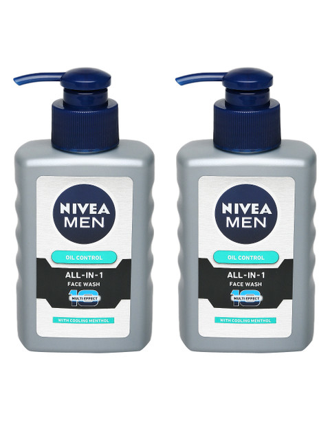 

Nivea Men Set of 2 Oil Control All-In-1 Face Wash 150 ml, Grey