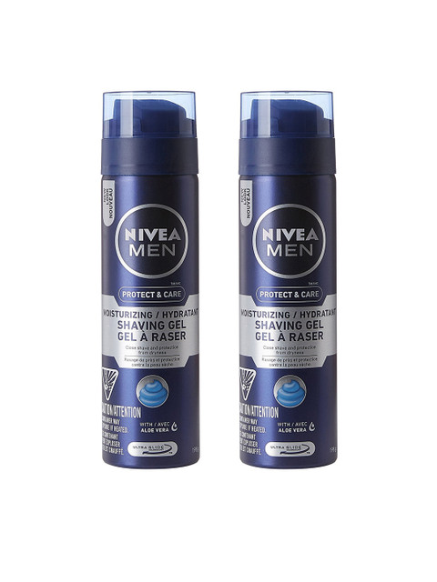 

Nivea Men Pack of 2 Protect & Care Moisturizing Shaving Gel (198g each), Navy blue