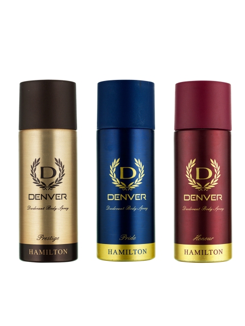 

Denver Men Pack of 3 Hamilton Prestige, Pride & Honour Deodorants (165ml each), Blue