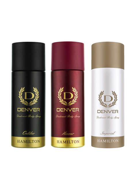 

Denver Men Pack of 3 Hamilton Caliber, Honour & Imperial Deodorants (165ml each), Maroon