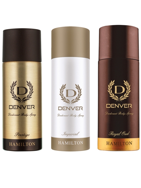 

Denver Men Pack of 3 Hamilton Prestige, Imperial & Royal Oud Deodorants (165ml each), Brown