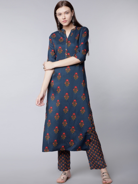 

Vishudh Women Teal Printed Kurti with palazzo