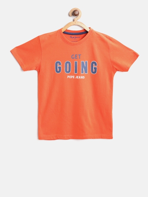 

Pepe Jeans Boys Orange Printed Round Neck T-shirt