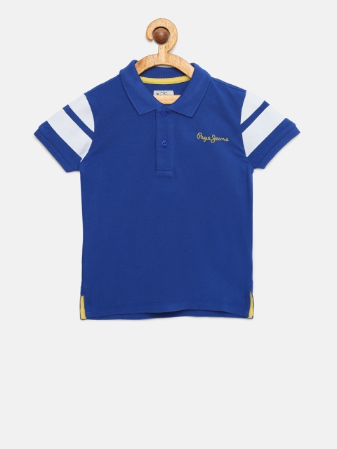 

Pepe Jeans Boys Blue Solid Polo Collar T-shirt