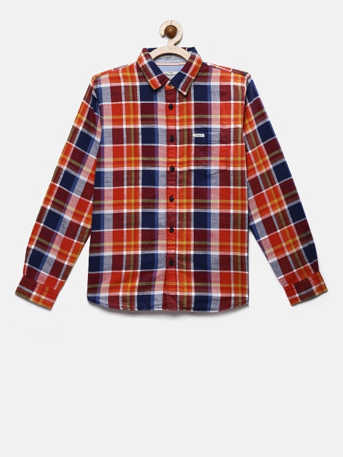 

Pepe Jeans Boys Red & Navy Blue Regular Fit Checked Casual Shirt