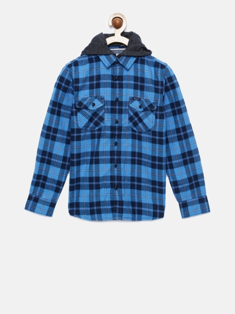 

Pepe Jeans Boys Blue Regular Fit Checked Casual Shirt