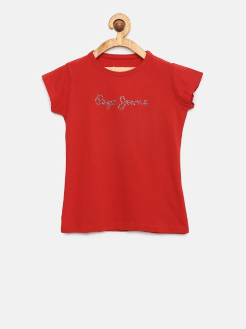 

Pepe Jeans Girls Red Solid Round Neck T-shirt