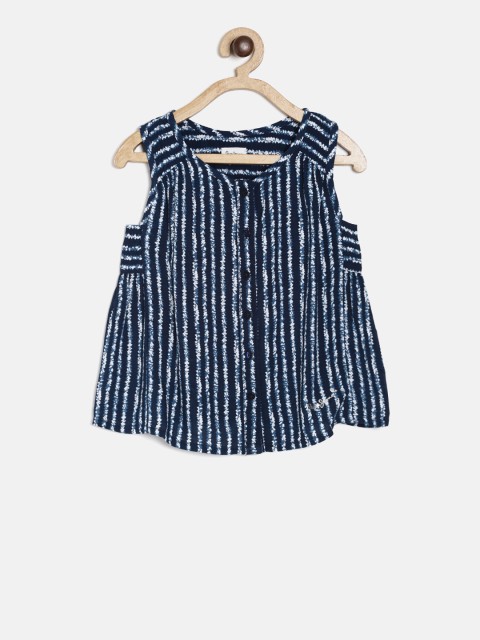 

Pepe Jeans Girls Navy Blue Striped A-Line Top