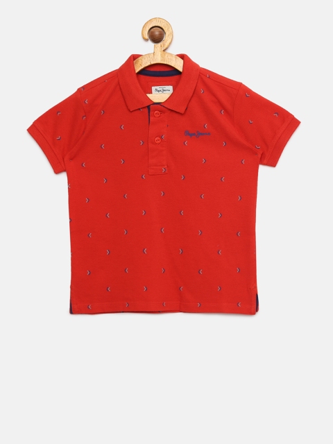 

Pepe Jeans Boys Red Printed Polo Collar T-shirt