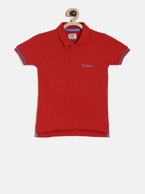 

Pepe Jeans Boys Red Solid Polo Collar T-shirt