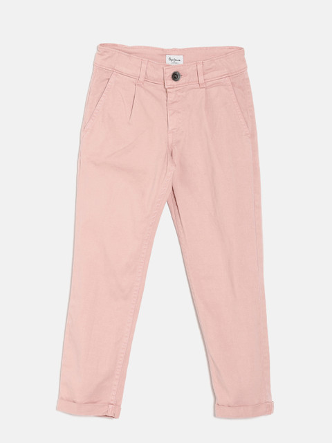 

Pepe Jeans Girls Pink Regular Fit Solid Regular Trousers