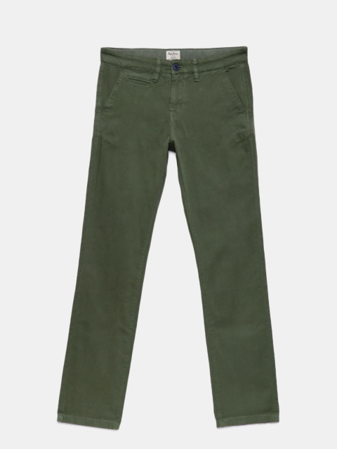 

Pepe Jeans Boys Olive Green Regular Fit Solid Chinos