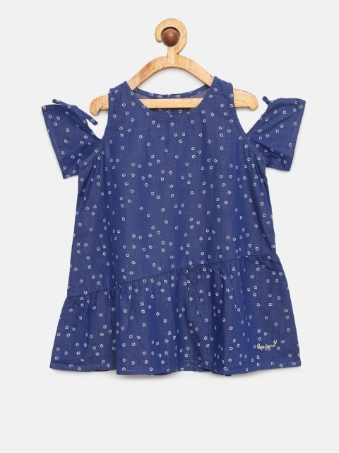 

Pepe Jeans Girls Navy Blue Printed A-Line Dress
