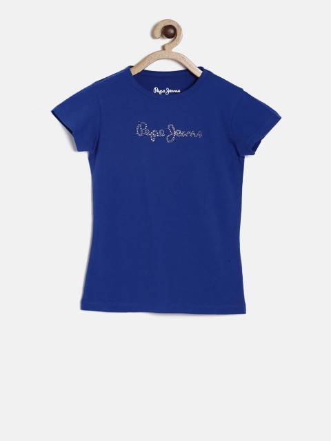 

Pepe Jeans Girls Blue Solid Round Neck T-shirt