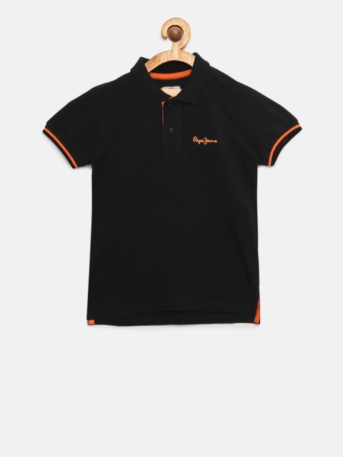 

Pepe Jeans Boys Black Solid Polo Collar T-shirt
