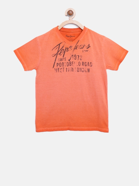 

Pepe Jeans Boys Orange Printed Round Neck T-shirt