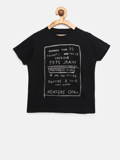 

Pepe Jeans Boys Black Printed Round Neck T-shirt