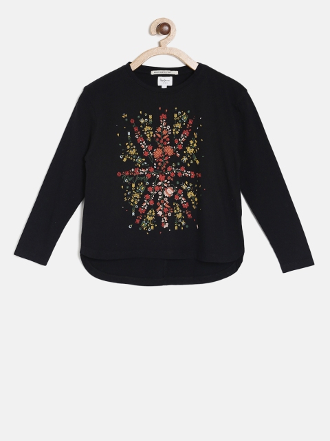 

Pepe Jeans Girls Black Printed Round Neck T-shirt
