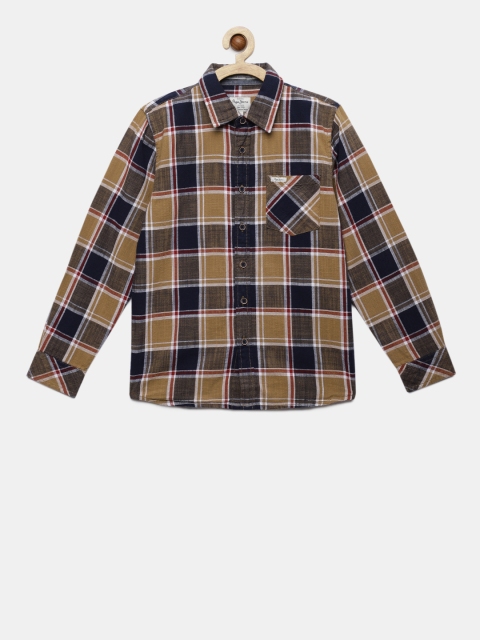 

Pepe Jeans Boys Brown & Navy Blue Regular Fit Checked Casual Shirt