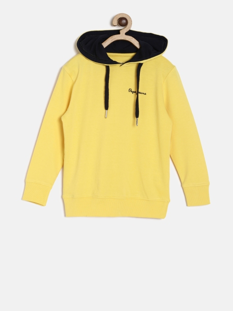

Pepe Jeans Boys Yellow Solid Hooded Sweatshirt