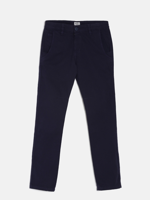 

Pepe Jeans Boys Navy Blue Slim Fit Solid Trousers