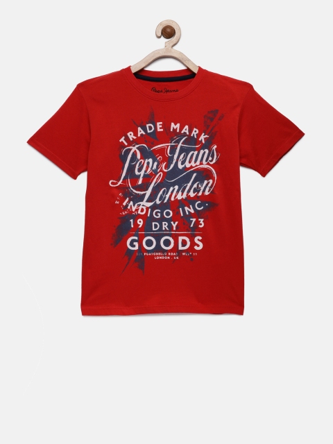 

Pepe Jeans Boys Red Printed Round Neck T-shirt