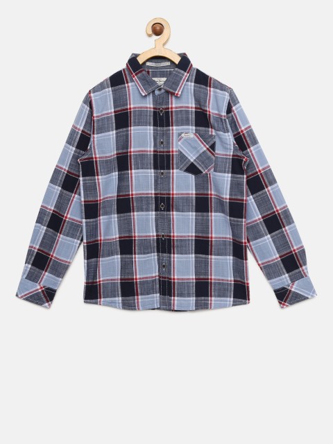 

Pepe Jeans Boys Blue & Black Regular Fit Checked Casual Shirt