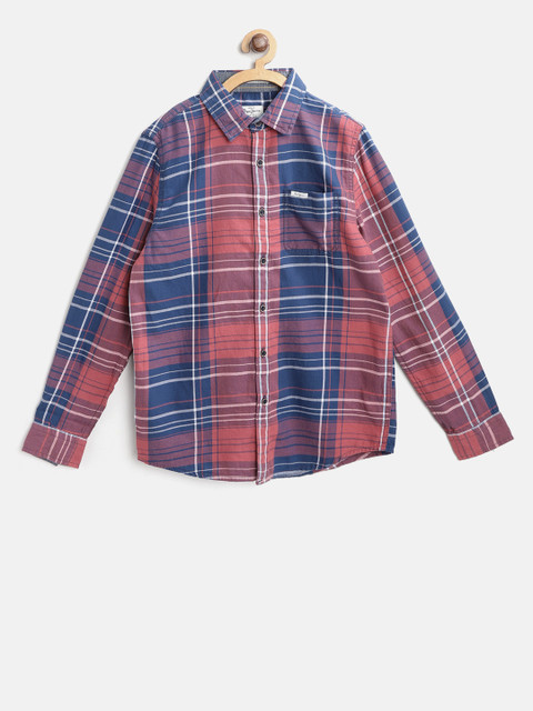 

Pepe Jeans Boys Pink & Blue Regular Fit Checked Casual Shirt