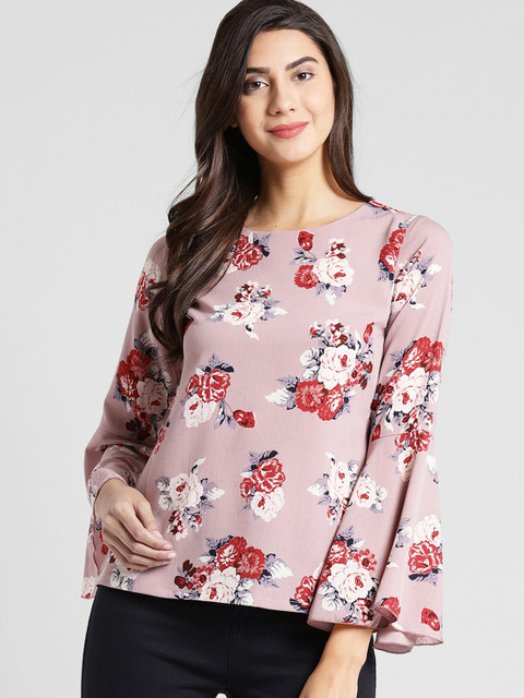 

plusS Women Pink Floral Print Top