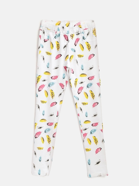 

TAMBOURINE Girls White & Pink Printed Treggings