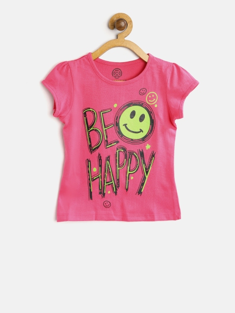 

TAMBOURINE Girls Pink Printed Round Neck T-shirt